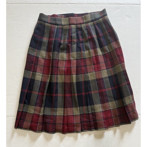 VTG. Talbots Wool Wrap Skirt Size 10 Red Plaid Kilt Pleated Preppy Old Money - Picture 3 of 13